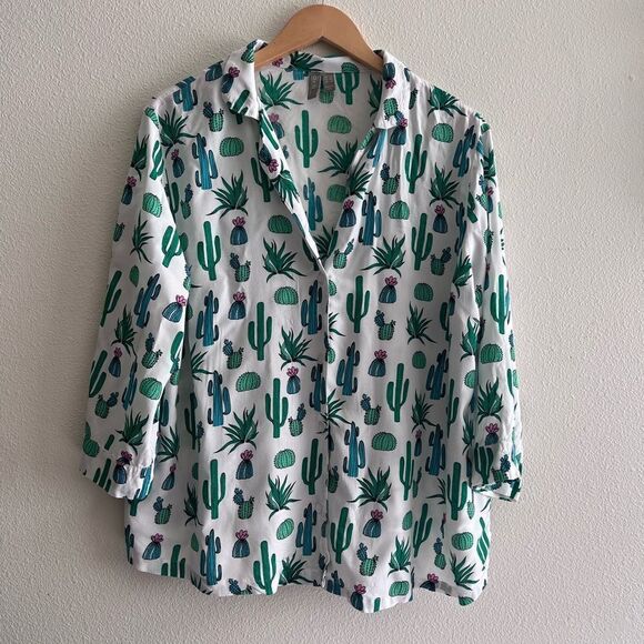 ASOS DESIGN Cactus 100% Modal Traditional Shirt Pajama size 8 - Picture 1 of 7
